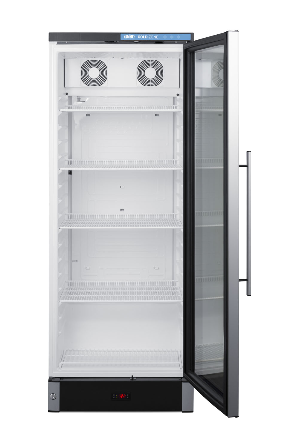Commercial glass door beverage center with lock